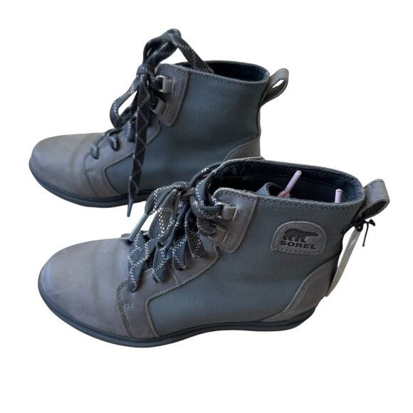 Sorel Evie II Lace Wedge Booties Quarry/Grill 8.5 - Picture 4 of 9